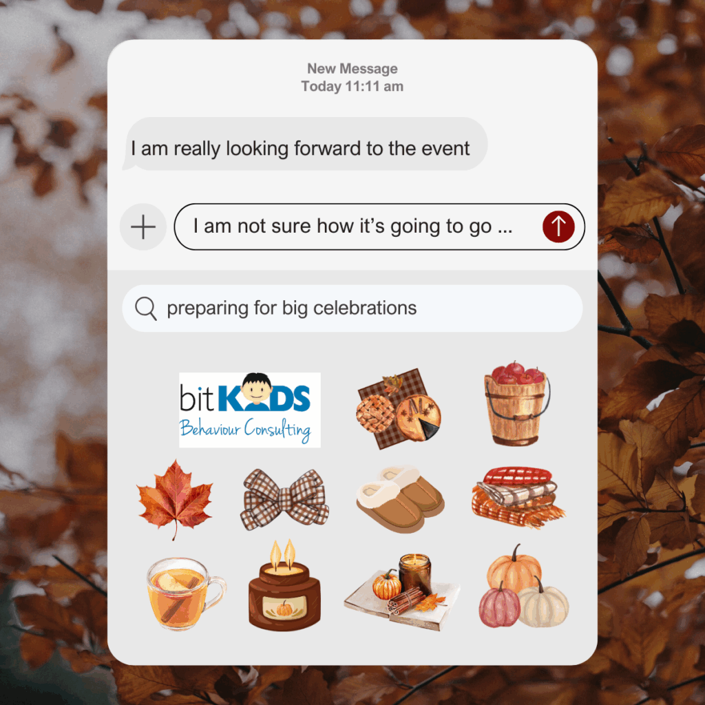 Text message with fall leaves background
